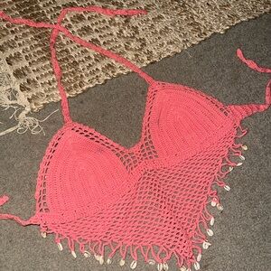 Pink Crochet Halter Top